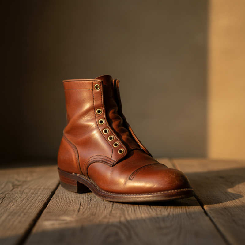 Single well-made leather boot showing quality craftsmanship