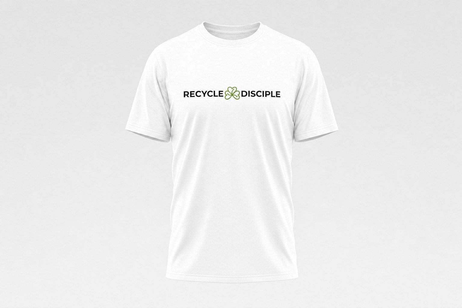 Recycle Disciple white tee, ghost mannequin